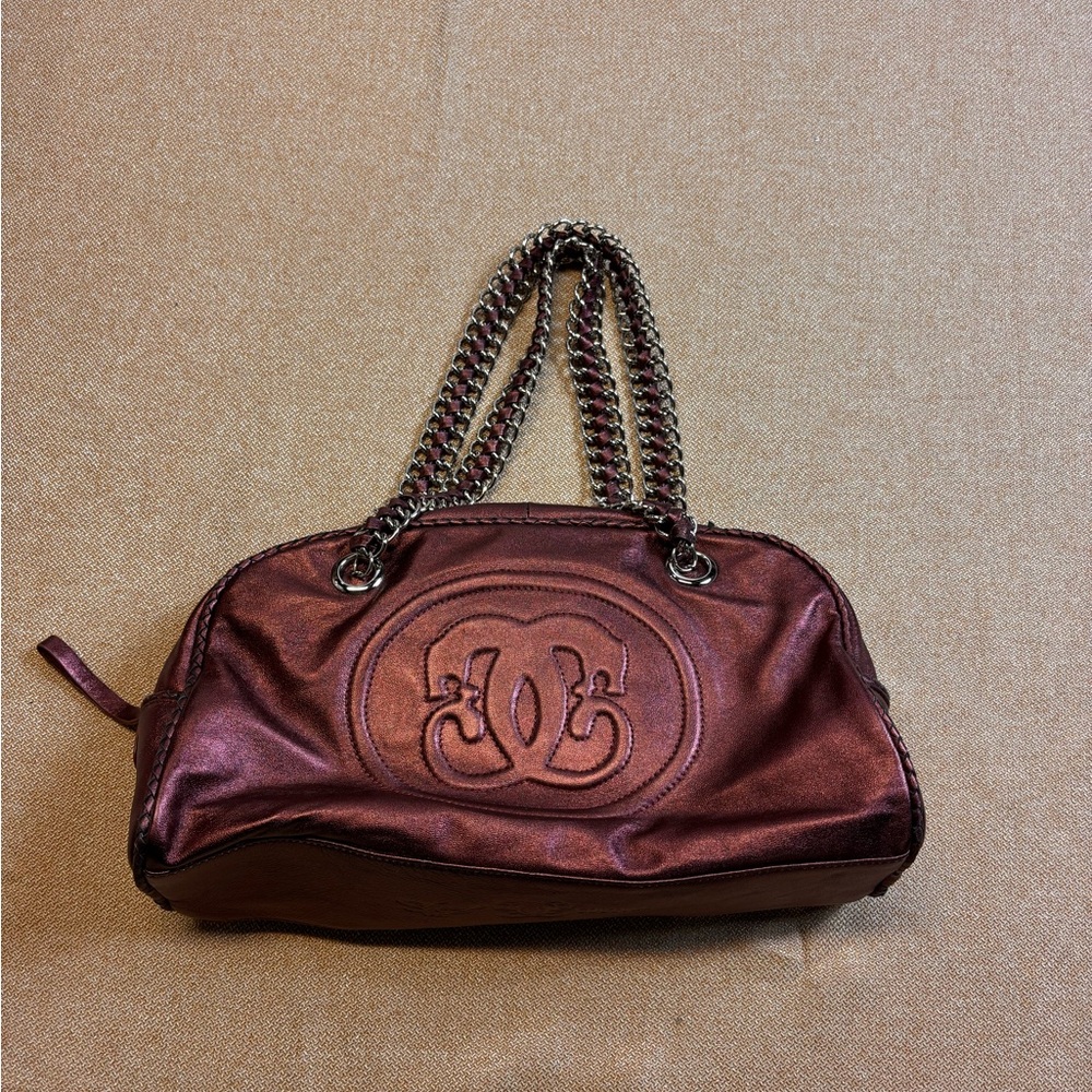 Sharif Couture 1827 Vintage Metallic Purple Burgundy Leather Shoulder Bag